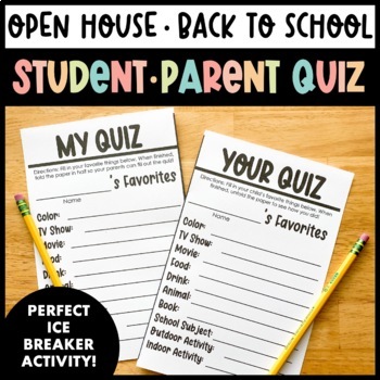 Preview of Student Quiz for Parents OPEN HOUSE Back to School Night Ice Breaker Activity
