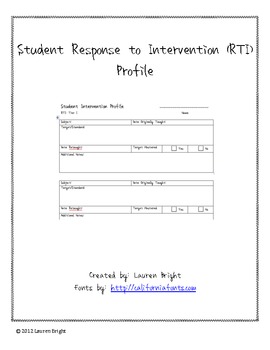 Preview of Student RTI Profile