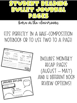 Preview of Student Reading Bullet Journal Book Review Pages