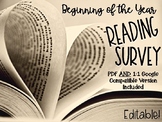 Student Reading Interest Survey First Days-Printable and 1