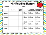 Student Reading Report Home Activity