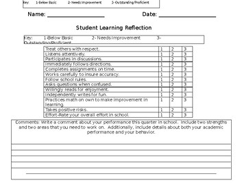 Preview of Student Reflection Sheet