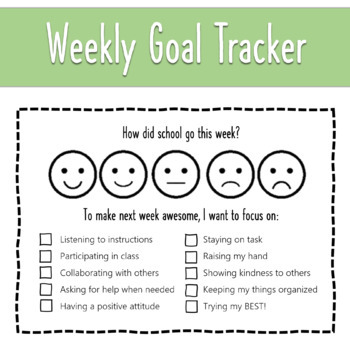 Preview of Student Reflection - Weekly Goals