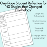 Student Reflection for "40 Studies That Changed Psychology