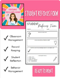 Preview of Student Refocus Form (Behavior Management)