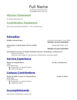 Preview of Student Resume