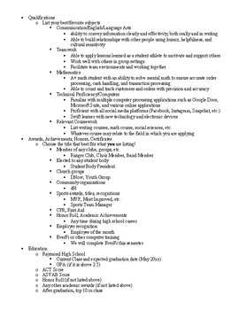 Preview of Student Resume Guided Notes