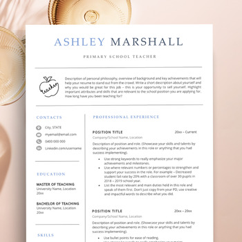 Preview of Student Resume Template, Teacher Resume Template for Word & Pages