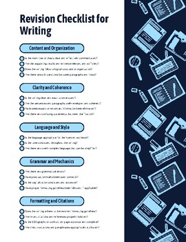 Preview of Student Revision Checklist for Writing Rubric.