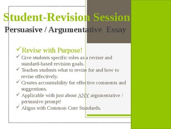 Preview of Student-Revision Session for Argumentative / Persuasive Essays