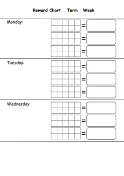 Preview of Student Reward Chart Recording Sheet