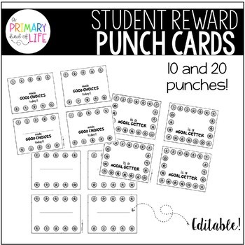 Student Punch Cards for Classroom rewards Sale-Teachersgram