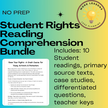 Preview of Student Rights Current Event Reading Comprehension Worksheet Bundle