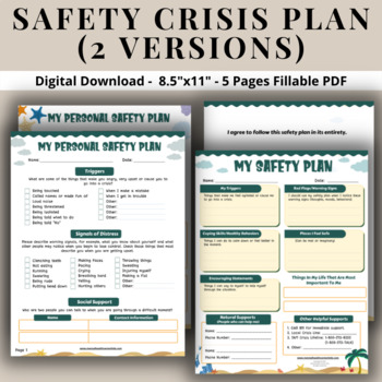Preview of Student Safety Plan Crisis Plan Worksheet Mental Health Counseling Child Therapy
