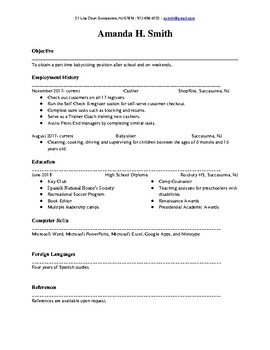 Preview of Student Sample Resume