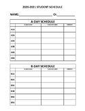 Student Schedule Example - AB Block Schedule Fillable PDF