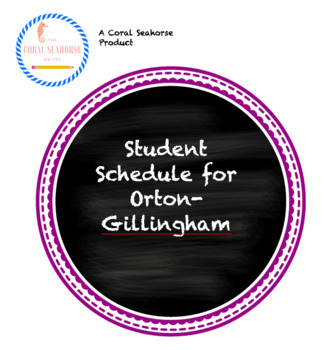 Preview of Student Schedule Printable for Orton-Gillingham 1 Page Lesson Template