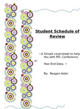 Preview of Student Schedule of Review (For any grade)