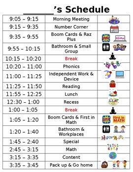 Preview of Student Schedule with Visuals