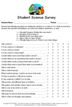 Preview of Student Science Interest & Learning Style Survey