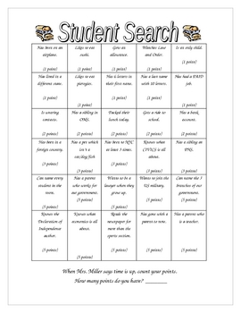 Student Search - get to know you - ice breaker worksheet by Amy Miller