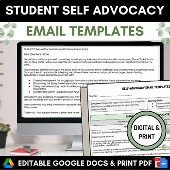 Preview of Student Self Advocacy Email Template Pack, Sped Resource Room