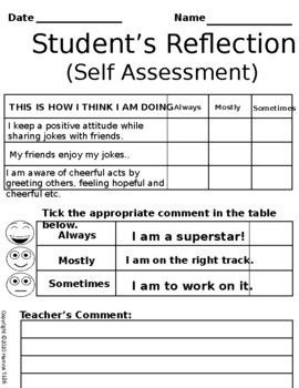 Preview of Student Self-Assessment