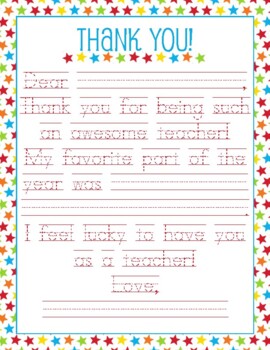 Teacher Appreciation Letter (3 different forms with differing levels of ...