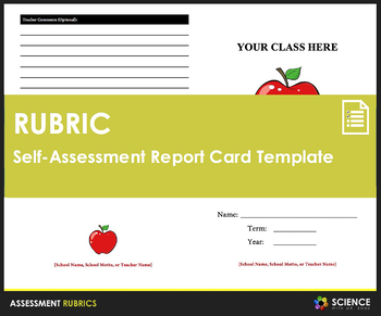 Preview of Student Self Assessment Reflection Report Card Rubric in Single Column Format