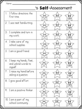 Student Self-Assessment Reflection Worksheet by JH Lesson Design