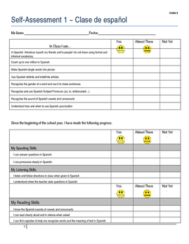 Preview of Student Self-Assessment Template for Semester 1 ~ Grade 5