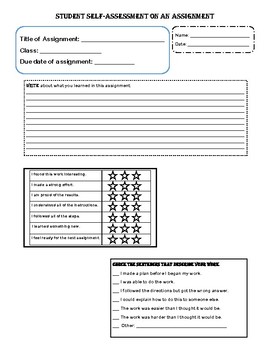 Preview of Student Self Assessment Worksheets, Behavior reflection, PBIS- Printable