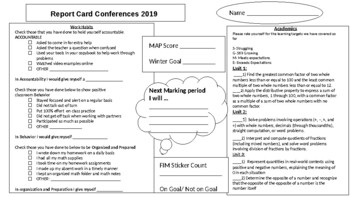 Preview of Student Self Assessment for End of Marking Period Conferences (Editable)