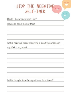 Preview of Student Self-Care: Stopping Negative Self-Talk