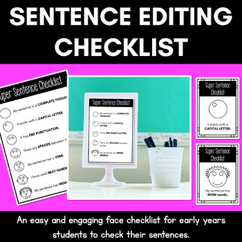 Preview of Sentence Writing Editing Checklist - Correcting Sentences for Kids