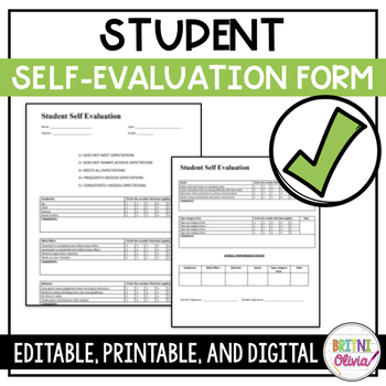 Preview of Student Self Evaluation Conference and Form | Digital and Printable Resource