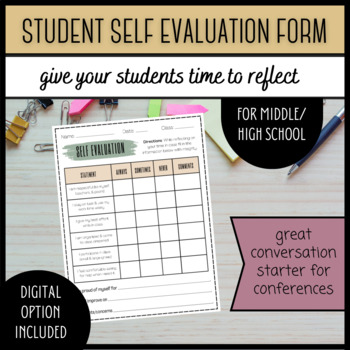 Preview of Student Self Evaluation / Reflection Form for Conferences