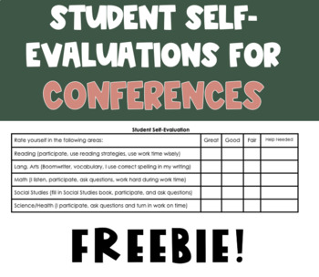 Preview of Student Self-Evaluation for Conferences