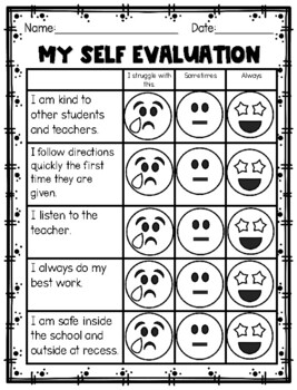 Student Self-Evaluation for Parent-Teacher Conferences by Mrs Frog