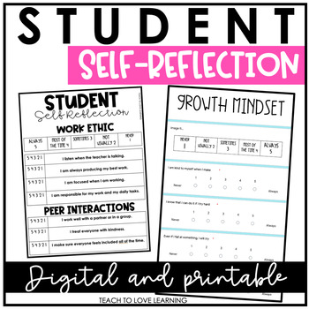 Preview of Student Self Reflection Digital & Printable // Distance Learning