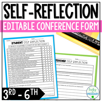 Preview of Student Self Reflection Assessment Form | Conference Form Printable for Parent