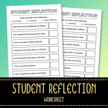 Preview of Student Self Reflection Sheet - Daily Test Reflection - Short Assessment Form