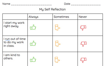 Preview of Student Self Reflection Survey