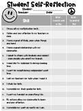 Student Self Reflection and Goals Sheet