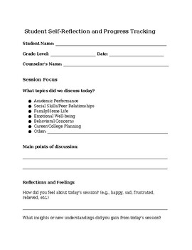 Preview of Student Self-Reflection and Progress Tracking Form Template (Modifiable)
