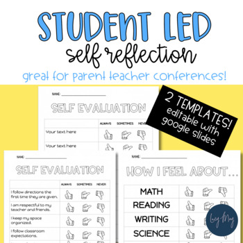 Preview of Student Self Reflection for Parent Teacher Conferences Editable Google Slides