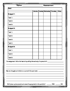 Student Self-assessment (Goal Writing Packet) by NachoTeacher | TpT