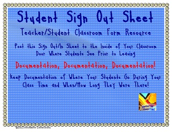 Preview of Student Sign Out and In Sheet for Classroom Use!