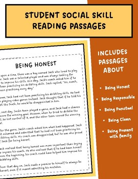 Preview of Student Social Skills Reading Passages