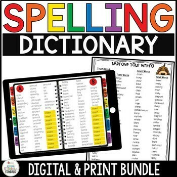 Preview of Student Spelling Dictionary Digital and Print 